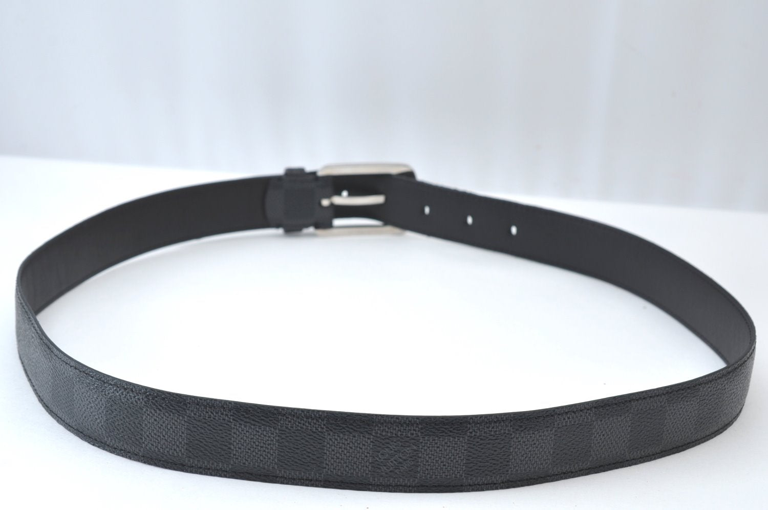 Auth Louis Vuitton Damier Graphite Ceinture Ellipse Belt 35.4