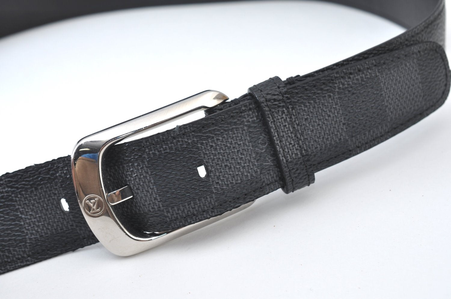 Auth Louis Vuitton Damier Graphite Ceinture Ellipse Belt 35.4