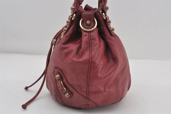 Authentic BALENCIAGA Giant Mini Pompon 2Way Hand Bag Leather 285439 Purple 9459I