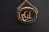 Authentic Christian Dior Gold Tone Rhinestone Chain Pendant Necklace CD 9461H