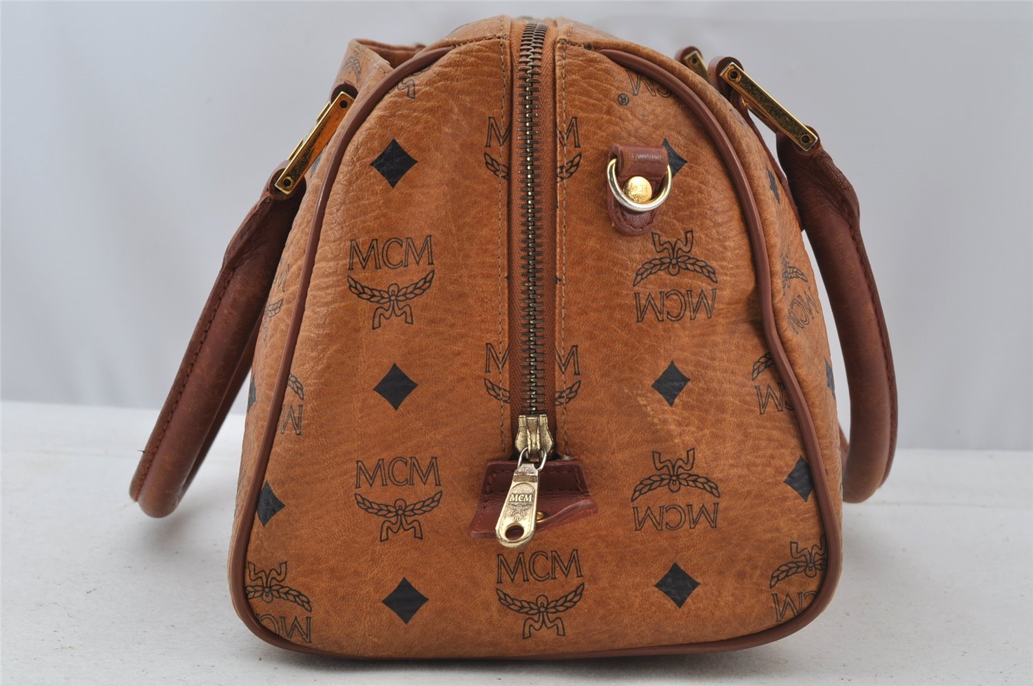 Authentic MCM Vintage Visetos Leather 2Way Shoulder Hand Bag Purse Brown 9461I