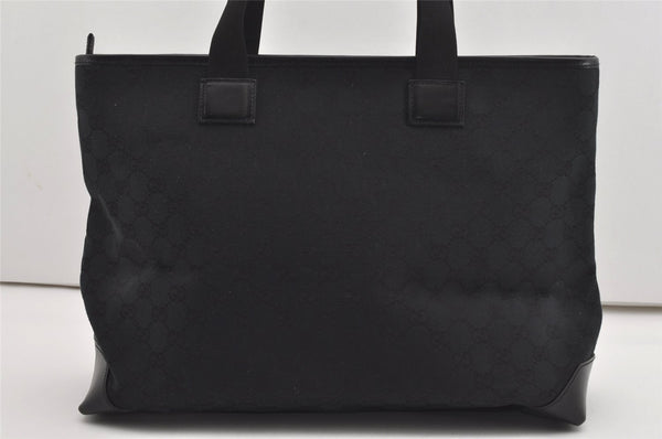 Authentic GUCCI Vintage Shoulder Tote Bag GG Canvas Leather 34339 Black 9467I