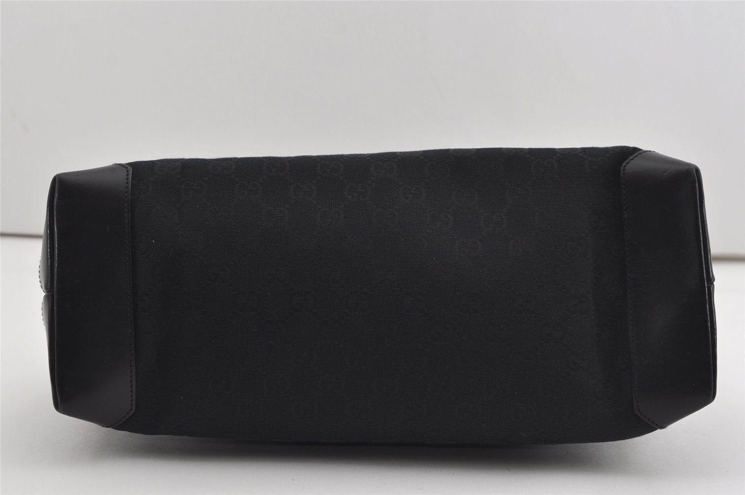 Authentic GUCCI Vintage Shoulder Tote Bag GG Canvas Leather 34339 Black 9467I