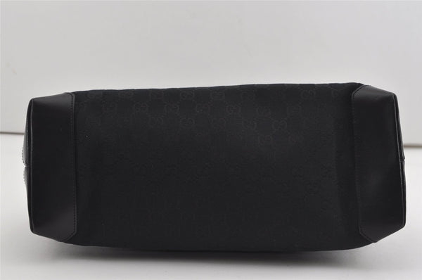 Authentic GUCCI Vintage Shoulder Tote Bag GG Canvas Leather 34339 Black 9467I