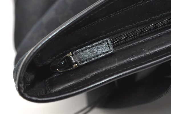 Authentic GUCCI Vintage Shoulder Tote Bag GG Canvas Leather 34339 Black 9467I