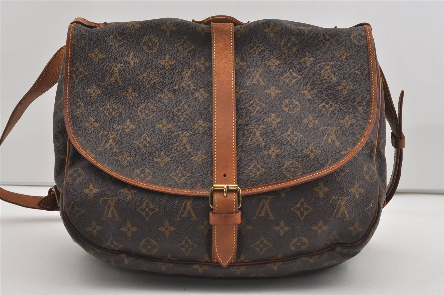 Authentic Louis Vuitton Monogram Saumur 35 Shoulder Cross Bag M42254 LV 9468I
