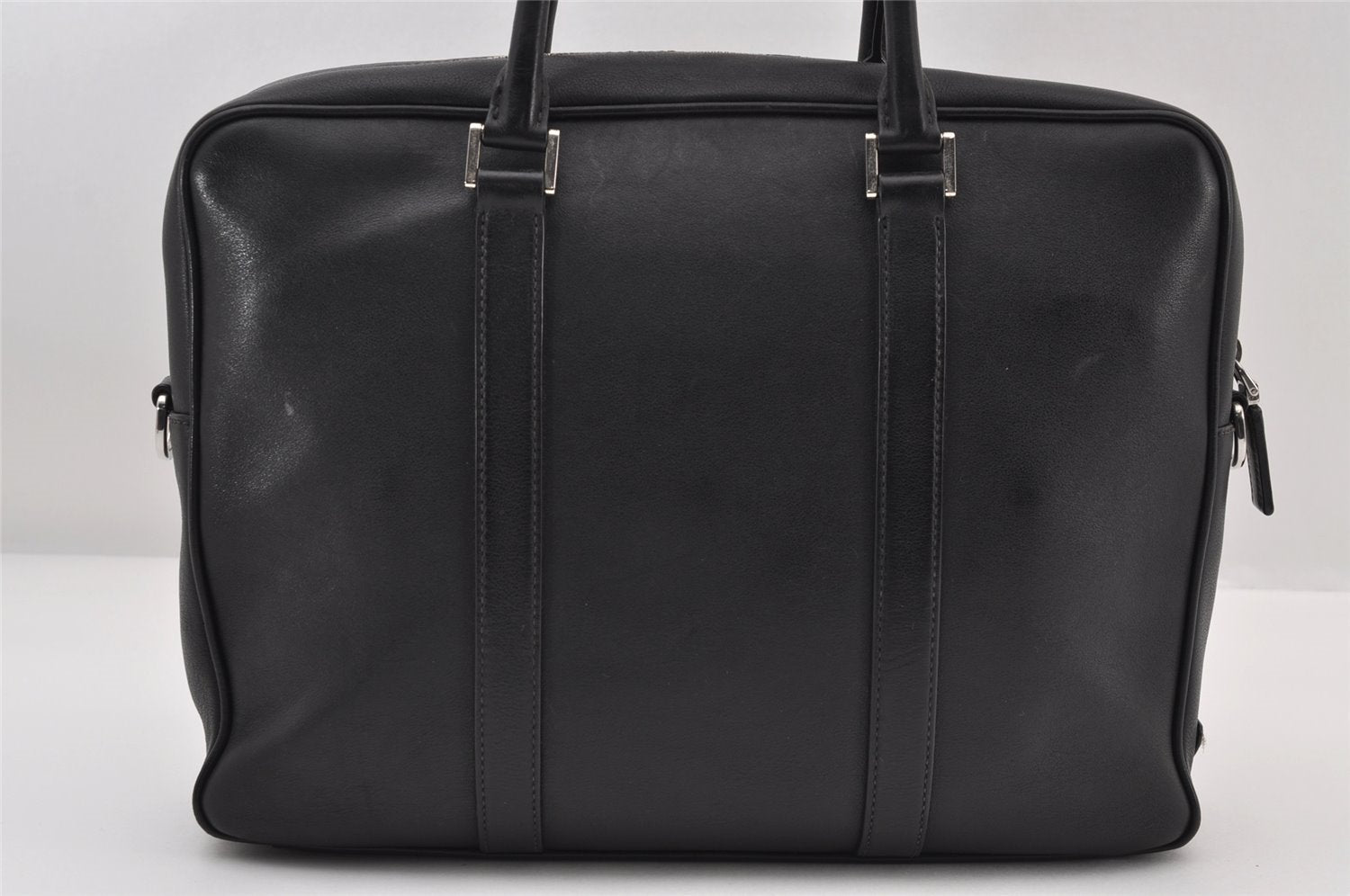 Authentic PRADA Vintage Leather Nappa 2Way Briefcase Business Bag Black 9469I