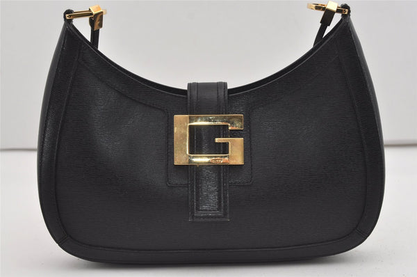 Authentic GUCCI Vintage Shoulder Bag Purse Leather 0014141 Black 9474I