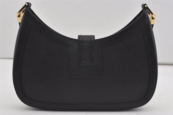 Authentic GUCCI Vintage Shoulder Bag Purse Leather 0014141 Black 9474I