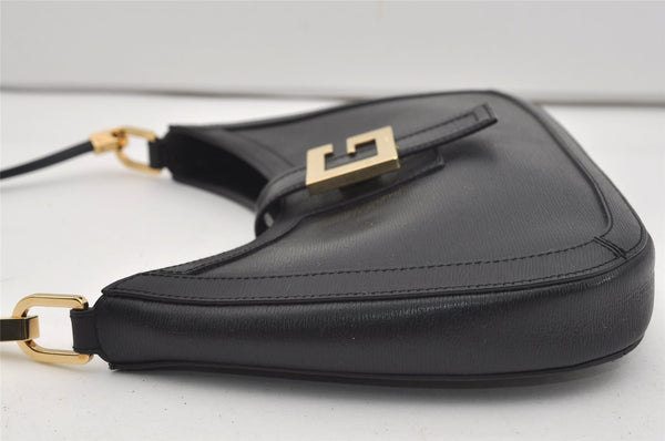Authentic GUCCI Vintage Shoulder Bag Purse Leather 0014141 Black 9474I