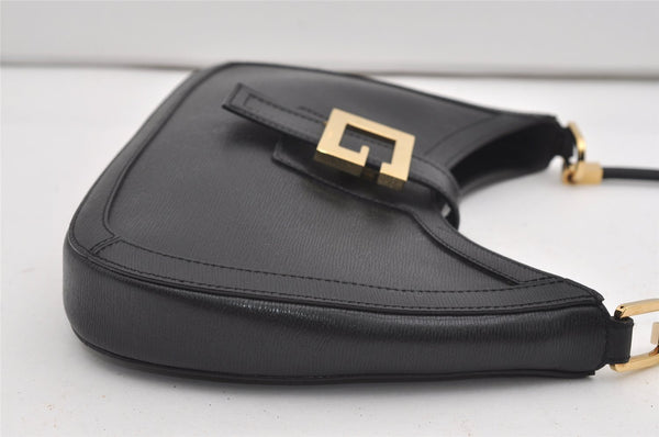 Authentic GUCCI Vintage Shoulder Bag Purse Leather 0014141 Black 9474I
