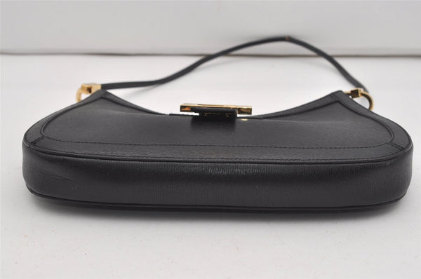 Authentic GUCCI Vintage Shoulder Bag Purse Leather 0014141 Black 9474I