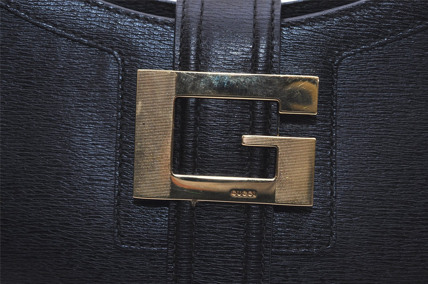 Authentic GUCCI Vintage Shoulder Bag Purse Leather 0014141 Black 9474I