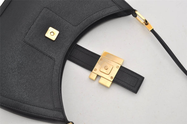 Authentic GUCCI Vintage Shoulder Bag Purse Leather 0014141 Black 9474I