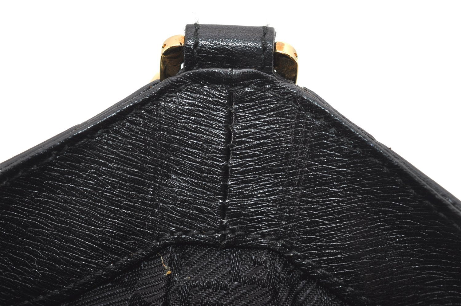 Authentic GUCCI Vintage Shoulder Bag Purse Leather 0014141 Black 9474I