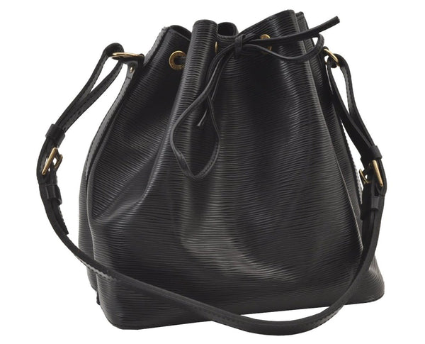 Authentic Louis Vuitton Epi Petit Noe Shoulder Drawstring Bag M59012 Black 9474J
