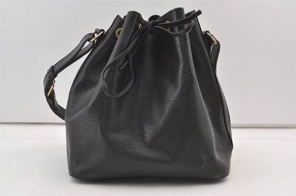 Authentic Louis Vuitton Epi Petit Noe Shoulder Drawstring Bag M59012 Black 9474J