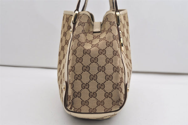 Authentic GUCCI Abbey Shoulder Tote Bag GG Canvas Leather 130736 Brown 9476I