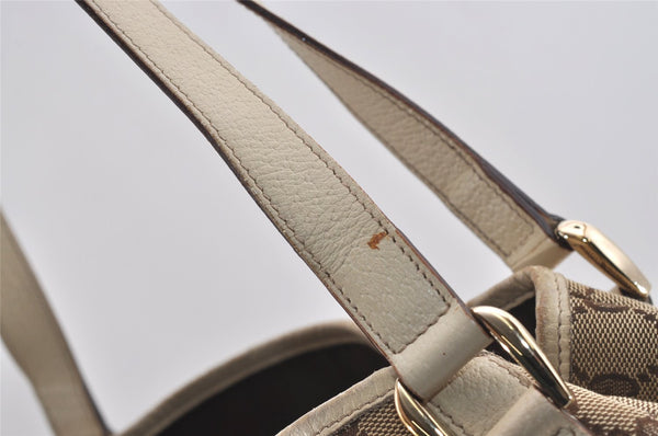 Authentic GUCCI Abbey Shoulder Tote Bag GG Canvas Leather 130736 Brown 9476I