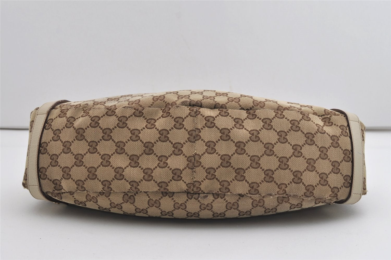 Authentic GUCCI Abbey Shoulder Tote Bag GG Canvas Leather 130736 Brown 9476I