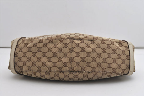 Authentic GUCCI Abbey Shoulder Tote Bag GG Canvas Leather 130736 Brown 9476I