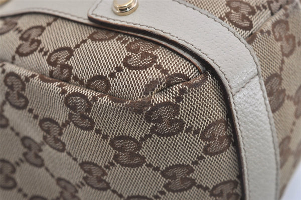 Authentic GUCCI Abbey Shoulder Tote Bag GG Canvas Leather 130736 Brown 9476I