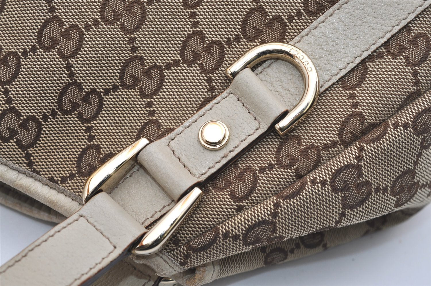 Authentic GUCCI Abbey Shoulder Tote Bag GG Canvas Leather 130736 Brown 9476I