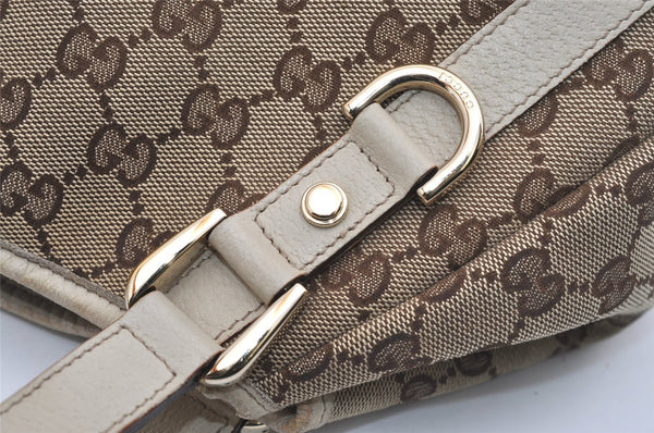 Authentic GUCCI Abbey Shoulder Tote Bag GG Canvas Leather 130736 Brown 9476I