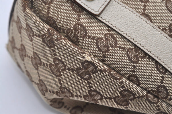 Authentic GUCCI Abbey Shoulder Tote Bag GG Canvas Leather 130736 Brown 9476I