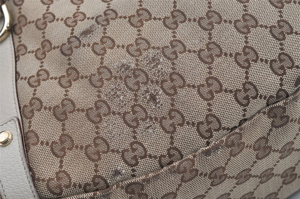 Authentic GUCCI Abbey Shoulder Tote Bag GG Canvas Leather 130736 Brown 9476I