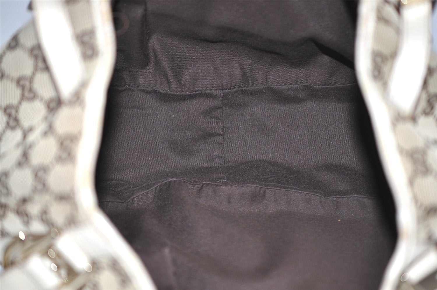 Authentic GUCCI Abbey Shoulder Tote Bag GG Canvas Leather 130736 Brown 9476I