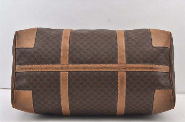 Authentic CELINE Macadam Blason Pattern Hand Boston Bag PVC Leather Brown 9476J