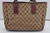 Authentic GUCCI Vintage Shoulder Tote Bag GG Canvas Leather 113019 Brown 9477I