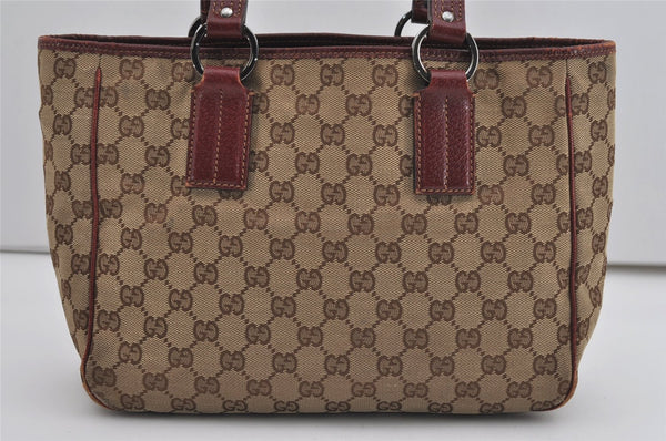 Authentic GUCCI Vintage Shoulder Tote Bag GG Canvas Leather 113019 Brown 9477I