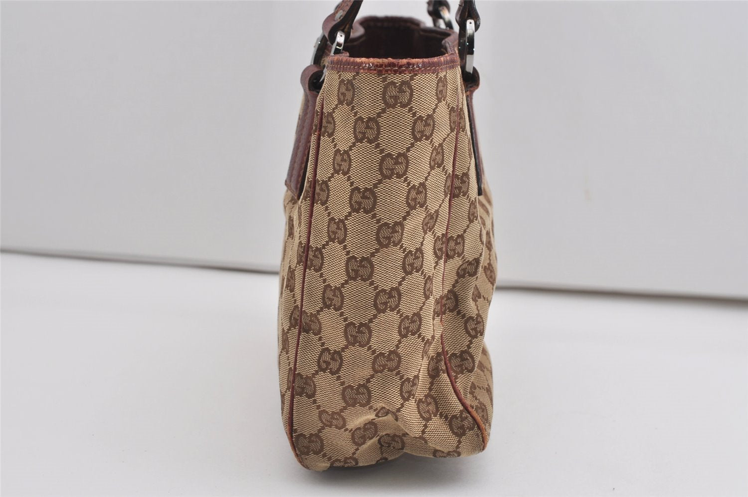 Authentic GUCCI Vintage Shoulder Tote Bag GG Canvas Leather 113019 Brown 9477I