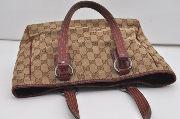Authentic GUCCI Vintage Shoulder Tote Bag GG Canvas Leather 113019 Brown 9477I