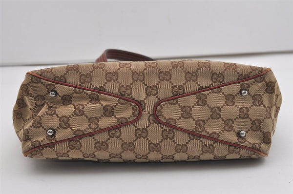 Authentic GUCCI Vintage Shoulder Tote Bag GG Canvas Leather 113019 Brown 9477I