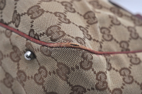 Authentic GUCCI Vintage Shoulder Tote Bag GG Canvas Leather 113019 Brown 9477I