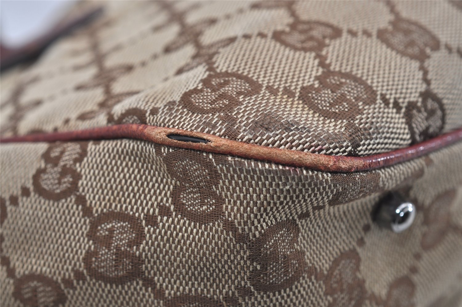 Authentic GUCCI Vintage Shoulder Tote Bag GG Canvas Leather 113019 Brown 9477I