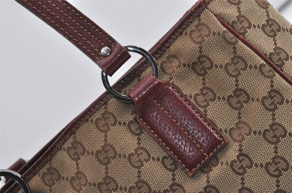 Authentic GUCCI Vintage Shoulder Tote Bag GG Canvas Leather 113019 Brown 9477I