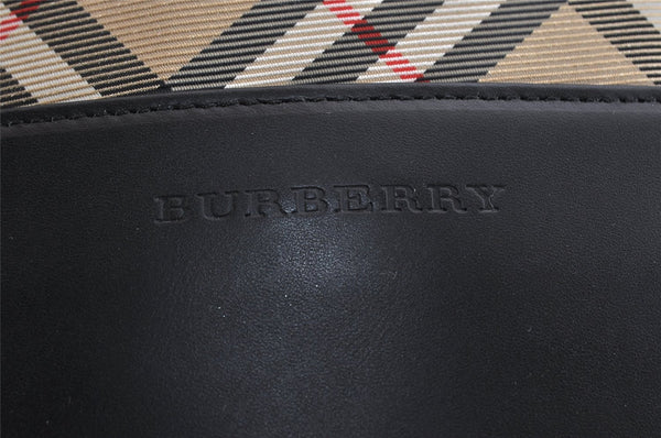 Authentic BURBERRY Nova Check Shoulder Cross Body Bag Purse Leather Black 9477J