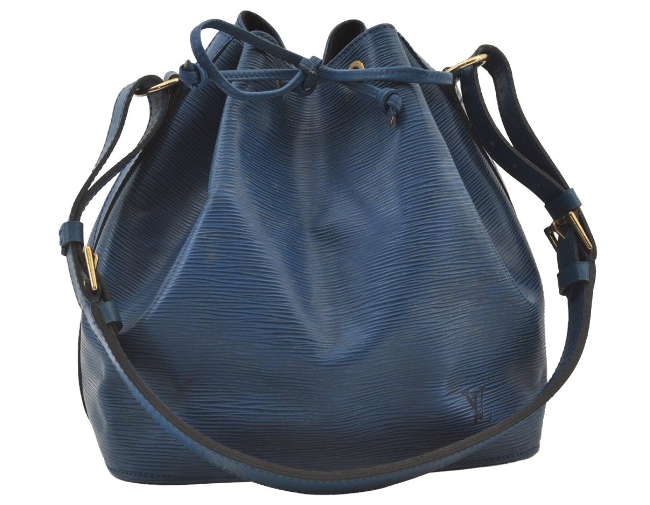 Authentic Louis Vuitton Epi Petit Noe Shoulder Drawstring Bag M44105 Blue 9478J