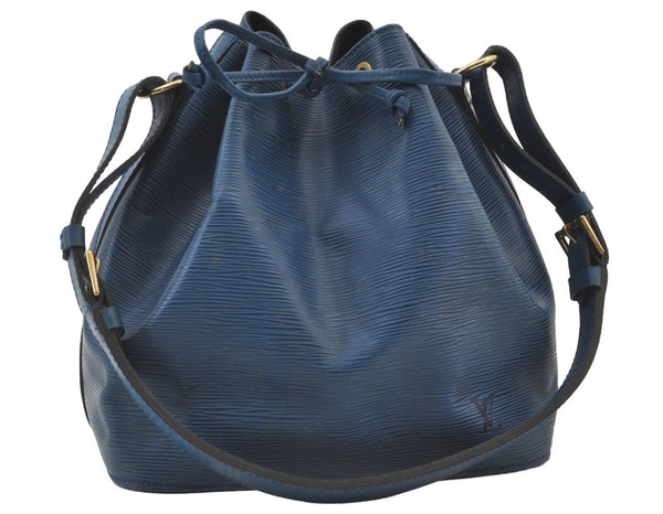 Authentic Louis Vuitton Epi Petit Noe Shoulder Drawstring Bag M44105 Blue 9478J