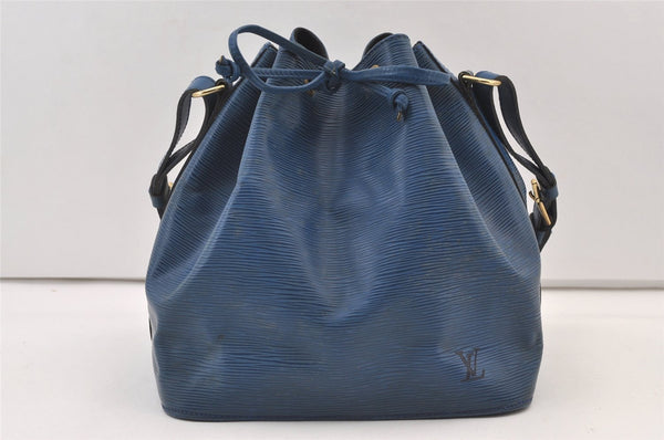 Authentic Louis Vuitton Epi Petit Noe Shoulder Drawstring Bag M44105 Blue 9478J