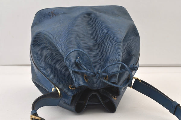 Authentic Louis Vuitton Epi Petit Noe Shoulder Drawstring Bag M44105 Blue 9478J