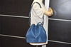 Authentic Louis Vuitton Epi Petit Noe Shoulder Drawstring Bag M44105 Blue 9478J