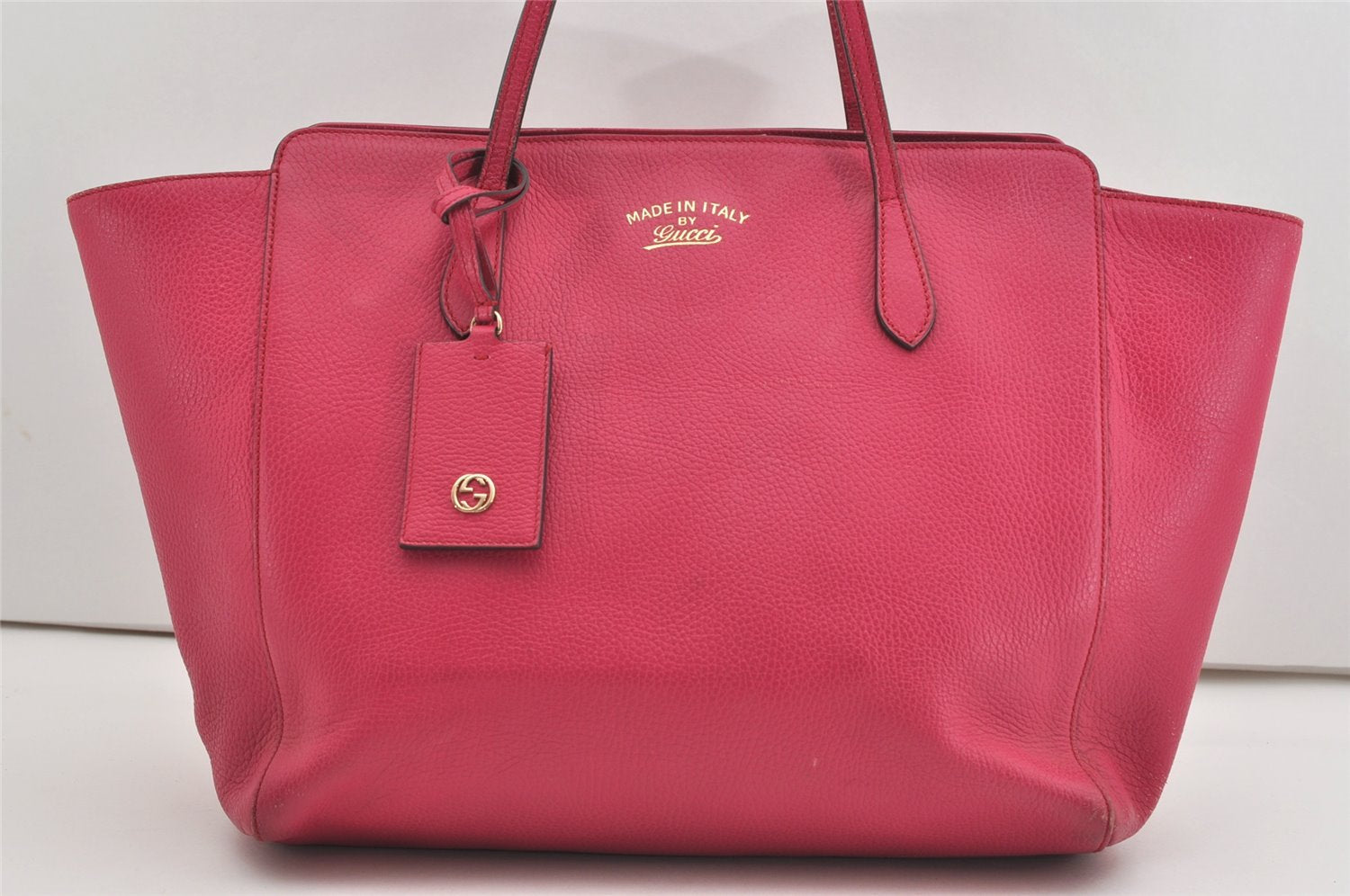 Authentic GUCCI Vintage Swing Large Shoulder Tote Bag Leather 354397 Pink 9479I