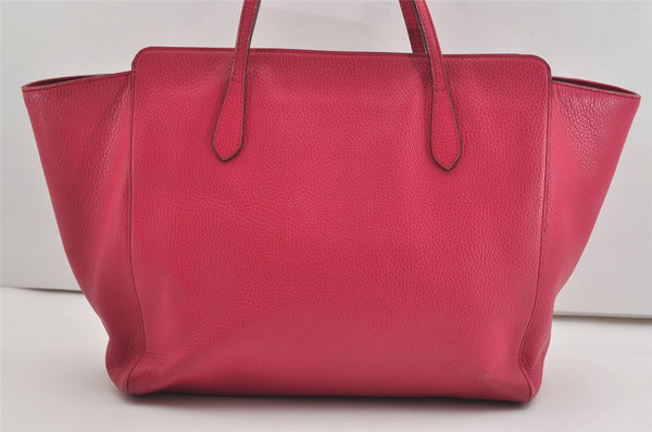 Authentic GUCCI Vintage Swing Large Shoulder Tote Bag Leather 354397 Pink 9479I