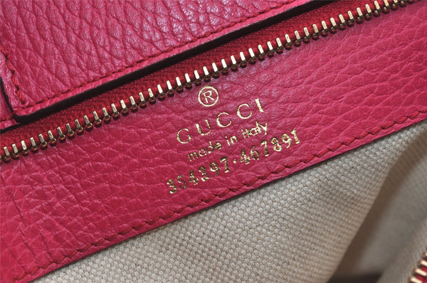 Authentic GUCCI Vintage Swing Large Shoulder Tote Bag Leather 354397 Pink 9479I