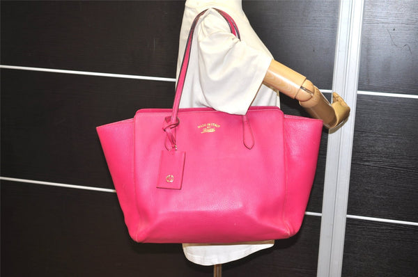 Authentic GUCCI Vintage Swing Large Shoulder Tote Bag Leather 354397 Pink 9479I